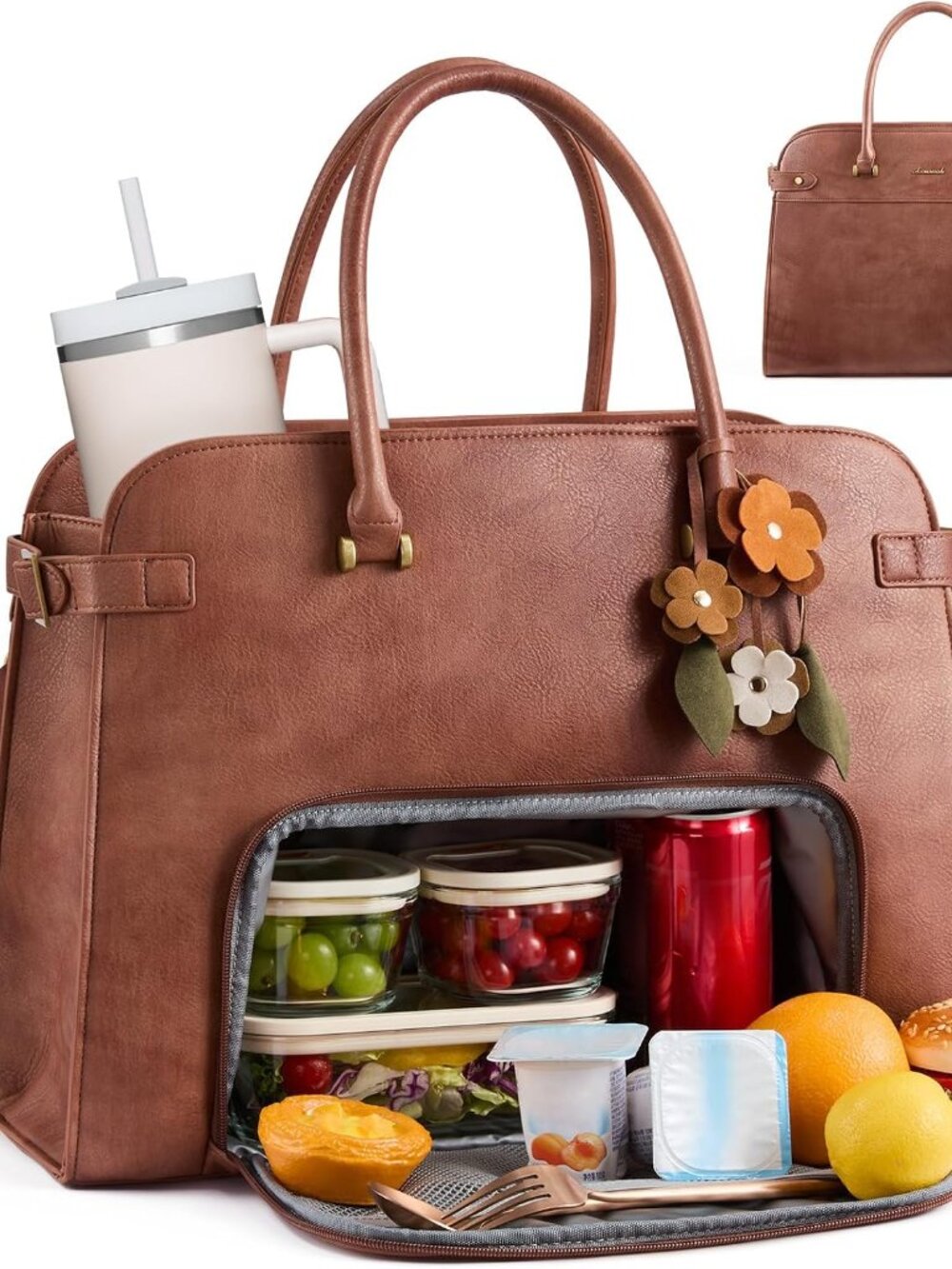 Lunch Tote Bag for Women, Insulated Lunch Bag with 17.3 Inch Laptop Compartment,